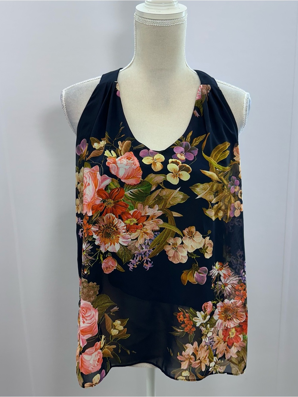liberty Black Floral Halter Neck Blouse
